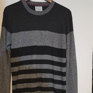 Men's Black and Gray Striped Sweater